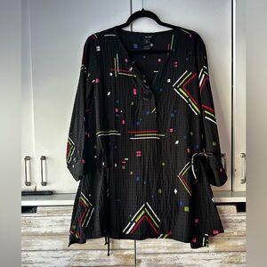 Ali Miles Black Graphic 3/4 Sleeve Tunic